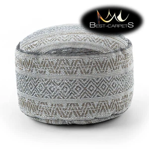 Modern beautiful POUFFE "CYLINDER" for sitting 50x50x50 cm cream/taupe grey BOHO - Picture 1 of 9