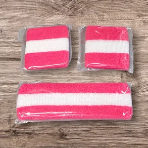 Vtg Look NEW Pink Sweatband/Wristbands Terry Cloth 80's Pickleball Tennis Barbie - Picture 1 of 2