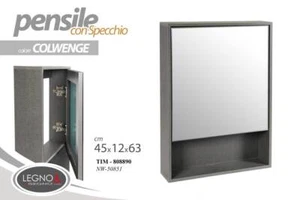 Specchiera Pensile Specchio 1 ANTA Mobiletto Parete Bagno ingresso Armadio Wengè - Foto 1 di 6