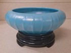Northwood #638 Jade Blue Paneled/Ribbed 6 1/2' Cupped Bowl W/Stand