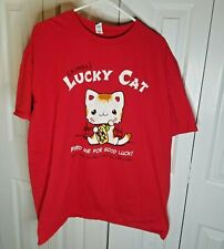 Kinda Lucky Cat | Feed Me For Good Luck Or Else | Funny | Red T-Shirt 3XL XXXL 