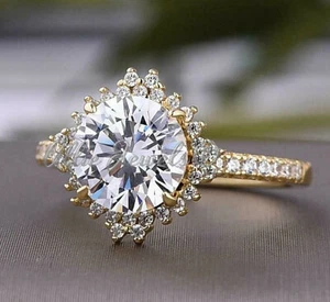 ๐ Elegant 2.53Ct Round Moissanite Solitaire Band๐ - Solid 14K Yellow Gold - Picture 1 of 8
