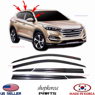 SMOKED DOOR VISOR WINDOW VENT DEFLECTOR 【6PCS】 fits HYUNDAI TUCSON 2016-2021 - Изображение 1 из 4