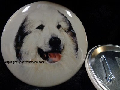 Nuevo PIN BOTÓN IMÁN GRANDES PIRINEOS Refrigerador arte pirenaico perro de montaña Foto 1 de 2