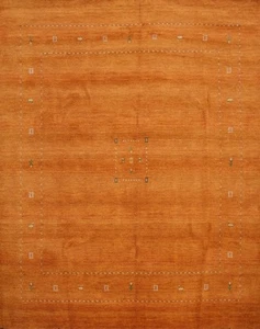Eleganter handgefertigter orangefarbener Vorleger 8 x 8 Fuß Tribal-Stil quadratischer Teppich - Bild 1 von 11