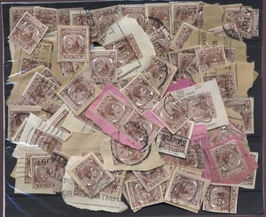 SINGAPORE 1949 KG6th 4c BROWN on PIECE...100 stamps - Picture 1 of 1
