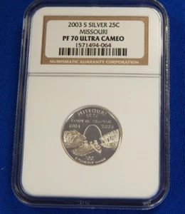 2003-S Washington State Quarter Silver Missouri PF70 UCAM NGC - Picture 1 of 3