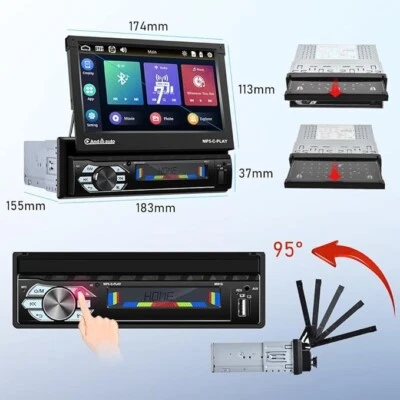 AUTORADIO BLUETOOTH 1 DIN MIRROR LINK USB CON SCHERMO A SCOMPARSA DA 7 POLLICI - Immagine 1 di 4