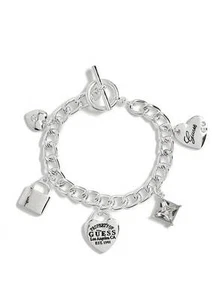 Nuovo GUESS Color Argento,Catena,Cristallo,Cuore,Lucchetto,Grappolo,,Charm - Foto 1 di 1