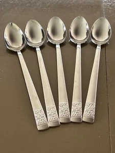 Reed & Barton Harvest Bouquet 18/10 Stainless Flatware- 5 Iced Tea Spoons - Picture 1 of 2