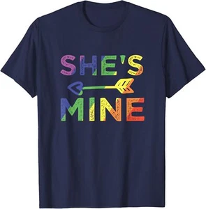 Lesbian Couple She's Mine I'm Hers Matching LGBT Pride T-Shirt Hoodie - Picture 1 of 18