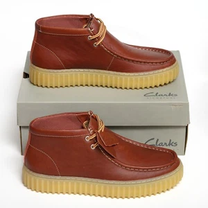 Clarks Torhill Hi braune Lederstiefel Freizeit Chukka Schuhe 78267 – Herren Größe 9 - Bild 1 von 14