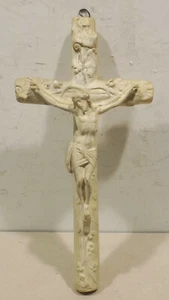  weiss/Cremefarbenes Gipskreuz/Kruzifix mit Skulptur/Figur  Bastler/Sammler 3.9 - Bild 1 von 5