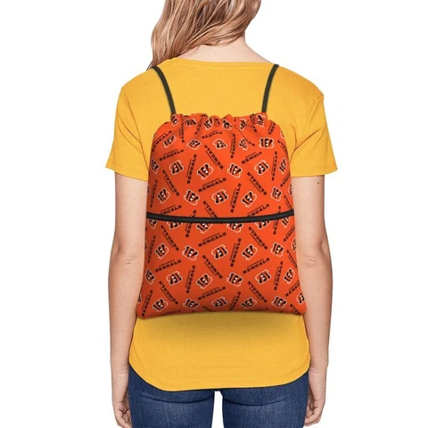 Cincinnati Bengals Fans Drawstring Zipper Backpack Waterproof Travel Backpack Cover