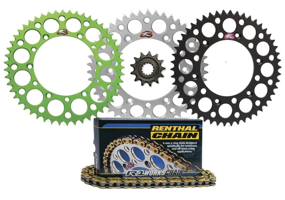 Kit de piñón delantero y trasero ultraligero Renthal y cadena R1 Works - Kawasaki KDX200 Foto 1 de 1