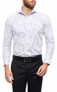 PIERRE CARDIN White floral long sleeve slim fit shirt Size M Men's BNWTS (P) - Picture 1 of 4
