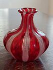 Red Glass Latticino Vase. Small