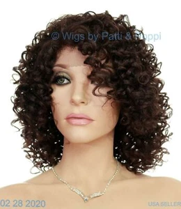 Lace Front Curly Medium Soft Black Wig Color #4 Sexy Hot Style USA Seller 1396 - Picture 1 of 12