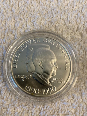 US Eisenhower Centennial Silver Dollar 1990 with certificate Cover