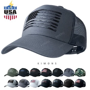 USA American Flag Hat Tactical Army Trucker Military Mesh Baseball Cap Men US - Picture 1 of 38