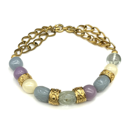 Collana Vintage GIVENCHY Paris NY Tono Oro Pastello 16" Chiusura Doppia G