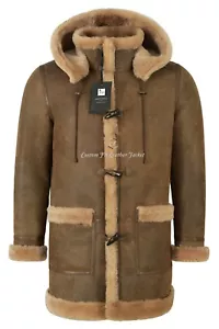 Herren Lammfell Seesack Kapuze 100 % echtes Scherfell Winter B3 Mantel f-42 - Bild 1 von 10