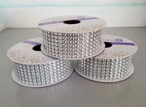 Celebrate It Silver Bling Ribbon Diamond Rhinestone 1-3/8 in x 3 yds - Lot Of 3 - Picture 1 of 6