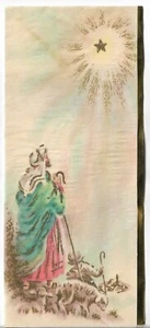 VTG CHRISTMAS CARD approx 3.5 x 8" - Shepherds & Their Flock Following the Star - Picture 1 of 3