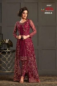 Bollywood Indian Heavy Anarkali Salwar Bridal Kameez Pakistani Dress Party Suit - Picture 1 of 7