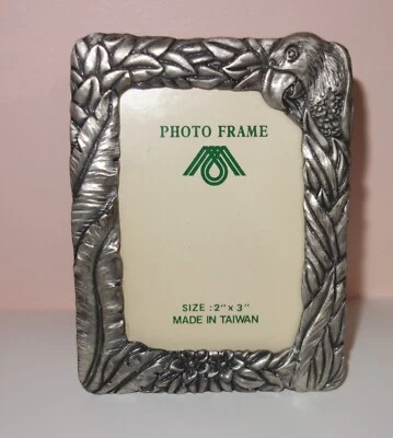 Amazon Parrot Bird in the Jungle Pewter Photo Picture Frame 2" x 3" - Image 1 of 3