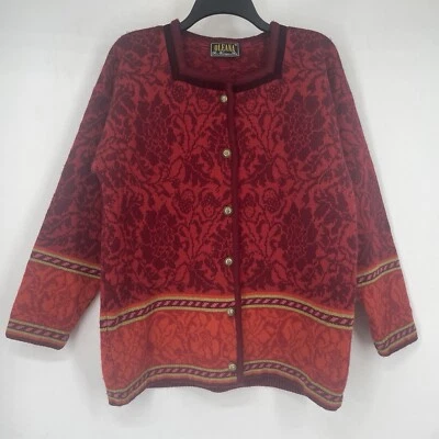 OLEANA Medium cardigan Espeland sweater Pure New wool chunky knit red Velvet - Image 1 of 4