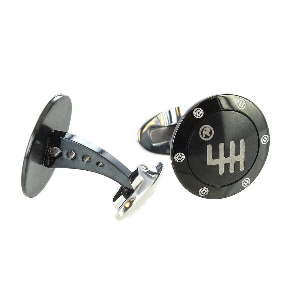 Rochet Roma Moto GP Racing Mens Black Stainless Steel Cufflinks Foto 1 de 1