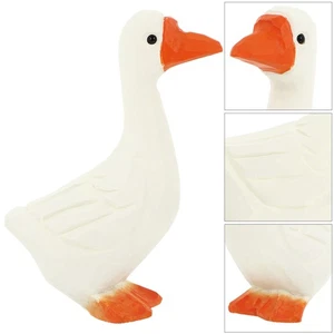 2 Pezzi Ornamenti Oca Bianca in Legno Decorazione Oche Statuine Decorazione - Foto 1 di 12