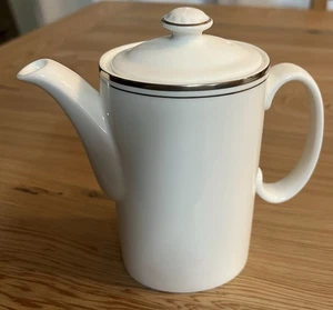Royal Doulton White With Platinum Trim & Band 6.25” Tall Teapot - Picture 1 of 6
