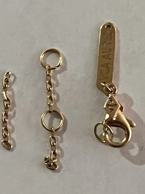 ￼18K Yellow Pure Solid Gold Parts Loop, Chain, Closure, Hook & Lock - Image 1 of 3