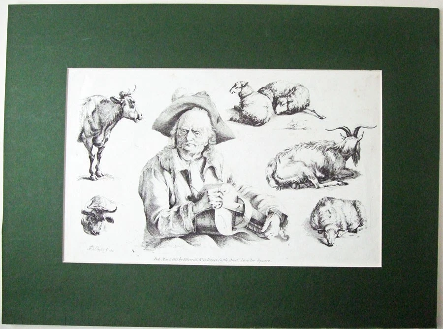De Claussin Etching After Rembrandt /Composition Figure & Animals E Dorrell 1815 - Image 1 of 1