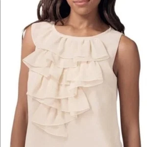 CAbi Blouse Top Cascading Ruffle La Femme Cream Style 643 Size L Career Office - Picture 1 of 10