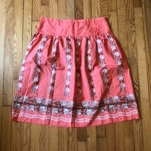 J. Crew Damen-Blousonrock lachsfarben/orange Blumenmuster A-Linie Größe 12 neu ohne Etikett - Bild 1 von 8