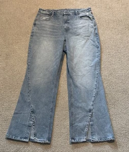 American Eagle Curvy 90's Bootcut Womens 18 Reg High Rise Slit Leg Denim 31” In - Picture 1 of 12
