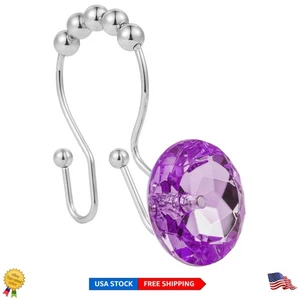 Kristall Lila Edelstahl Duschvorhang Haken - Rostbeständig 12er Pack - Bild 1 von 10