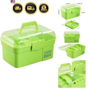 Plastic Storage Box with Removable Tray Organizer for Crafts Cosmetic Green - Picture 1 of 9