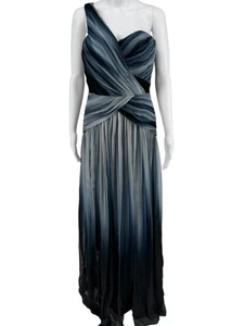 Vestido Pamella Roland Zafiro Multi Seda Drapeado Un Hombro - Talla 6 - Imagen 1 de 14