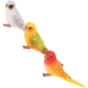 3 Stück Miniatur Sittich Vogel Figuren Kunsttier Modell Set - Bild 1 von 12