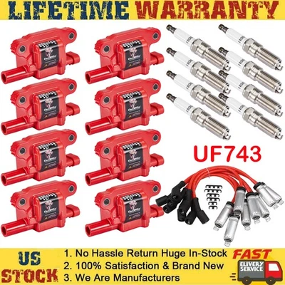 UF743 Ignition Coils Bobinas 8Pack For Chevrolet Suburban V8 5.3L 2015-2018 2019 - Image 1 of 4