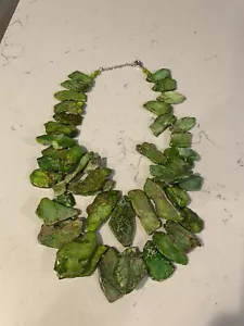 Vintage Green Jasper Stone Sterling Silver Statement Necklace - Picture 1 of 8