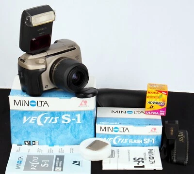 NMIB Minolta Vectis S-1 APS Film AF SLR c/w 28-56mm f/4-5.6 V Lens & Flash Kit - Image 1 of 4