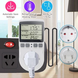 Digitale Thermostat Steckdose Innenthermostat Temperaturregler Schalter & Fühler - Bild 1 von 10