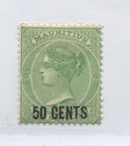 Mauritius 1878 overprinted 50 cents on 1/ mint o.g. hinged - Picture 1 of 1
