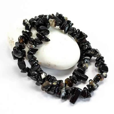 Achat Schwarz - Splitter Armband Edelstein Echtschmuck Elastisch Dehnbar Heilste - Bild 1 von 4