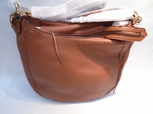 NEW W TAGS REBECCA MINKOFF HSP7IUWH32 HOBO BAG W WHIPSTITCH ALMOND LEATHER BAG - Picture 1 of 2
